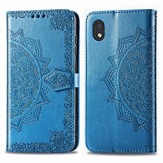 Leather Case Stands Fashionable Pattern Flip Cover Holder for Samsung Galaxy M01 Core Blue