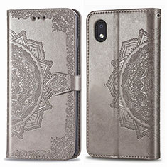 Leather Case Stands Fashionable Pattern Flip Cover Holder for Samsung Galaxy M01 Core Gray
