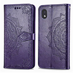 Leather Case Stands Fashionable Pattern Flip Cover Holder for Samsung Galaxy M01 Core Purple
