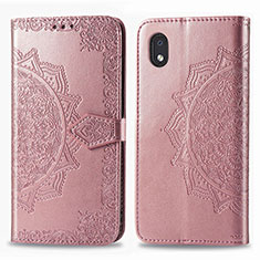 Leather Case Stands Fashionable Pattern Flip Cover Holder for Samsung Galaxy M01 Core Rose Gold