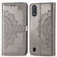 Leather Case Stands Fashionable Pattern Flip Cover Holder for Samsung Galaxy M01 Gray