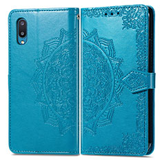 Leather Case Stands Fashionable Pattern Flip Cover Holder for Samsung Galaxy M02 Blue