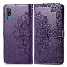Leather Case Stands Fashionable Pattern Flip Cover Holder for Samsung Galaxy M02 Purple