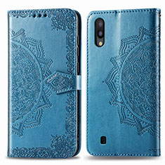 Leather Case Stands Fashionable Pattern Flip Cover Holder for Samsung Galaxy M10 Blue
