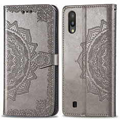 Leather Case Stands Fashionable Pattern Flip Cover Holder for Samsung Galaxy M10 Gray