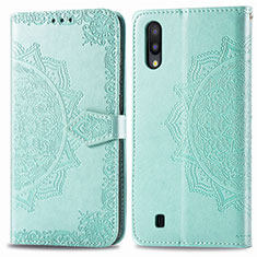 Leather Case Stands Fashionable Pattern Flip Cover Holder for Samsung Galaxy M10 Green