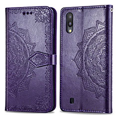 Leather Case Stands Fashionable Pattern Flip Cover Holder for Samsung Galaxy M10 Purple