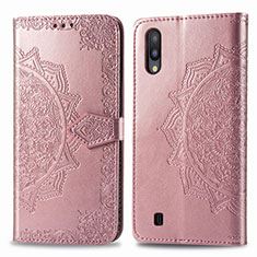 Leather Case Stands Fashionable Pattern Flip Cover Holder for Samsung Galaxy M10 Rose Gold