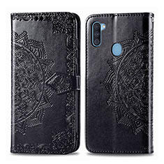 Leather Case Stands Fashionable Pattern Flip Cover Holder for Samsung Galaxy M11 Black