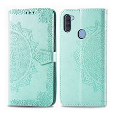 Leather Case Stands Fashionable Pattern Flip Cover Holder for Samsung Galaxy M11 Green