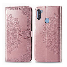 Leather Case Stands Fashionable Pattern Flip Cover Holder for Samsung Galaxy M11 Rose Gold