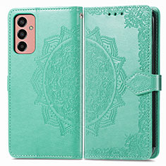Leather Case Stands Fashionable Pattern Flip Cover Holder for Samsung Galaxy M13 4G Green