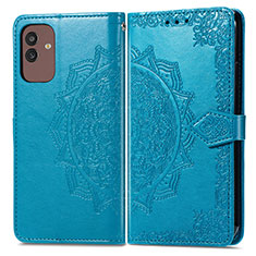 Leather Case Stands Fashionable Pattern Flip Cover Holder for Samsung Galaxy M13 5G Blue