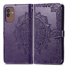 Leather Case Stands Fashionable Pattern Flip Cover Holder for Samsung Galaxy M13 5G Purple