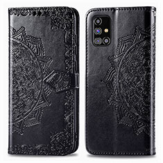 Leather Case Stands Fashionable Pattern Flip Cover Holder for Samsung Galaxy M31s Black