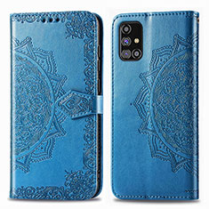 Leather Case Stands Fashionable Pattern Flip Cover Holder for Samsung Galaxy M31s Blue