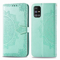 Leather Case Stands Fashionable Pattern Flip Cover Holder for Samsung Galaxy M31s Green