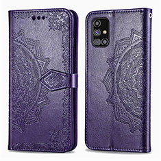 Leather Case Stands Fashionable Pattern Flip Cover Holder for Samsung Galaxy M31s Purple