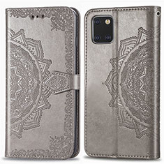 Leather Case Stands Fashionable Pattern Flip Cover Holder for Samsung Galaxy M60s Gray