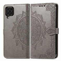 Leather Case Stands Fashionable Pattern Flip Cover Holder for Samsung Galaxy M62 4G Gray