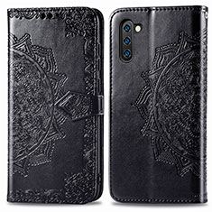Leather Case Stands Fashionable Pattern Flip Cover Holder for Samsung Galaxy Note 10 5G Black