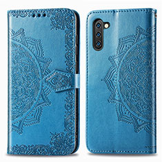 Leather Case Stands Fashionable Pattern Flip Cover Holder for Samsung Galaxy Note 10 5G Blue