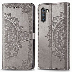 Leather Case Stands Fashionable Pattern Flip Cover Holder for Samsung Galaxy Note 10 5G Gray