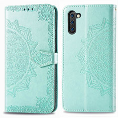 Leather Case Stands Fashionable Pattern Flip Cover Holder for Samsung Galaxy Note 10 5G Green