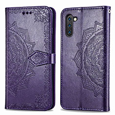Leather Case Stands Fashionable Pattern Flip Cover Holder for Samsung Galaxy Note 10 5G Purple