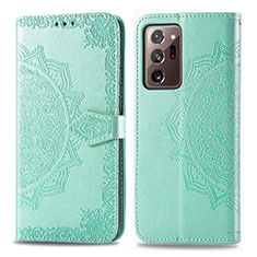 Leather Case Stands Fashionable Pattern Flip Cover Holder for Samsung Galaxy Note 20 Ultra 5G Green