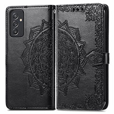 Leather Case Stands Fashionable Pattern Flip Cover Holder for Samsung Galaxy Quantum2 5G Black