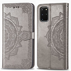 Leather Case Stands Fashionable Pattern Flip Cover Holder for Samsung Galaxy S20 Plus 5G Gray