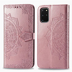 Leather Case Stands Fashionable Pattern Flip Cover Holder for Samsung Galaxy S20 Plus 5G Rose Gold