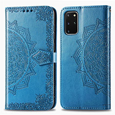 Leather Case Stands Fashionable Pattern Flip Cover Holder for Samsung Galaxy S20 Plus Blue