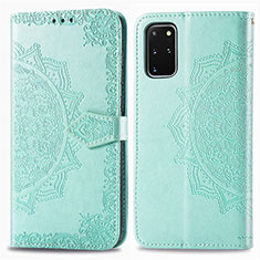 Leather Case Stands Fashionable Pattern Flip Cover Holder for Samsung Galaxy S20 Plus Green