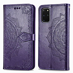 Leather Case Stands Fashionable Pattern Flip Cover Holder for Samsung Galaxy S20 Plus Purple