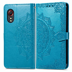 Leather Case Stands Fashionable Pattern Flip Cover Holder for Samsung Galaxy XCover 5 SM-G525F Blue