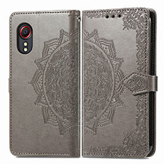 Leather Case Stands Fashionable Pattern Flip Cover Holder for Samsung Galaxy XCover 5 SM-G525F Gray