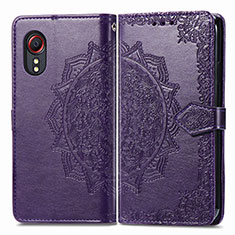 Leather Case Stands Fashionable Pattern Flip Cover Holder for Samsung Galaxy XCover 5 SM-G525F Purple