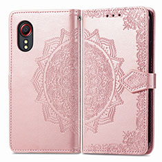 Leather Case Stands Fashionable Pattern Flip Cover Holder for Samsung Galaxy XCover 5 SM-G525F Rose Gold