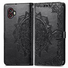 Leather Case Stands Fashionable Pattern Flip Cover Holder for Samsung Galaxy XCover 6 Pro 5G Black