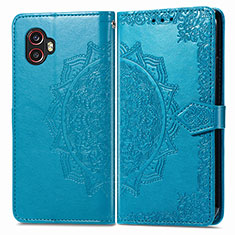 Leather Case Stands Fashionable Pattern Flip Cover Holder for Samsung Galaxy XCover 6 Pro 5G Blue