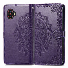 Leather Case Stands Fashionable Pattern Flip Cover Holder for Samsung Galaxy XCover 6 Pro 5G Purple