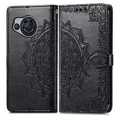 Leather Case Stands Fashionable Pattern Flip Cover Holder for Sharp Aquos R8 Black
