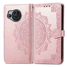 Leather Case Stands Fashionable Pattern Flip Cover Holder for Sharp Aquos R8 Rose Gold