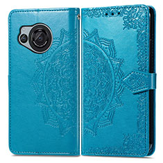 Leather Case Stands Fashionable Pattern Flip Cover Holder for Sharp Aquos R8s Blue