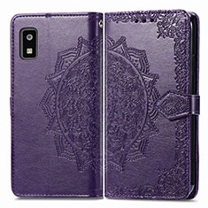 Leather Case Stands Fashionable Pattern Flip Cover Holder for Sharp Aquos wish3 Purple