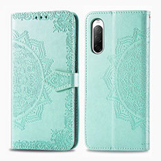 Leather Case Stands Fashionable Pattern Flip Cover Holder for Sony Xperia 10 II Green