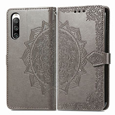 Leather Case Stands Fashionable Pattern Flip Cover Holder for Sony Xperia 10 IV Gray
