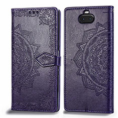 Leather Case Stands Fashionable Pattern Flip Cover Holder for Sony Xperia 10 Plus Purple